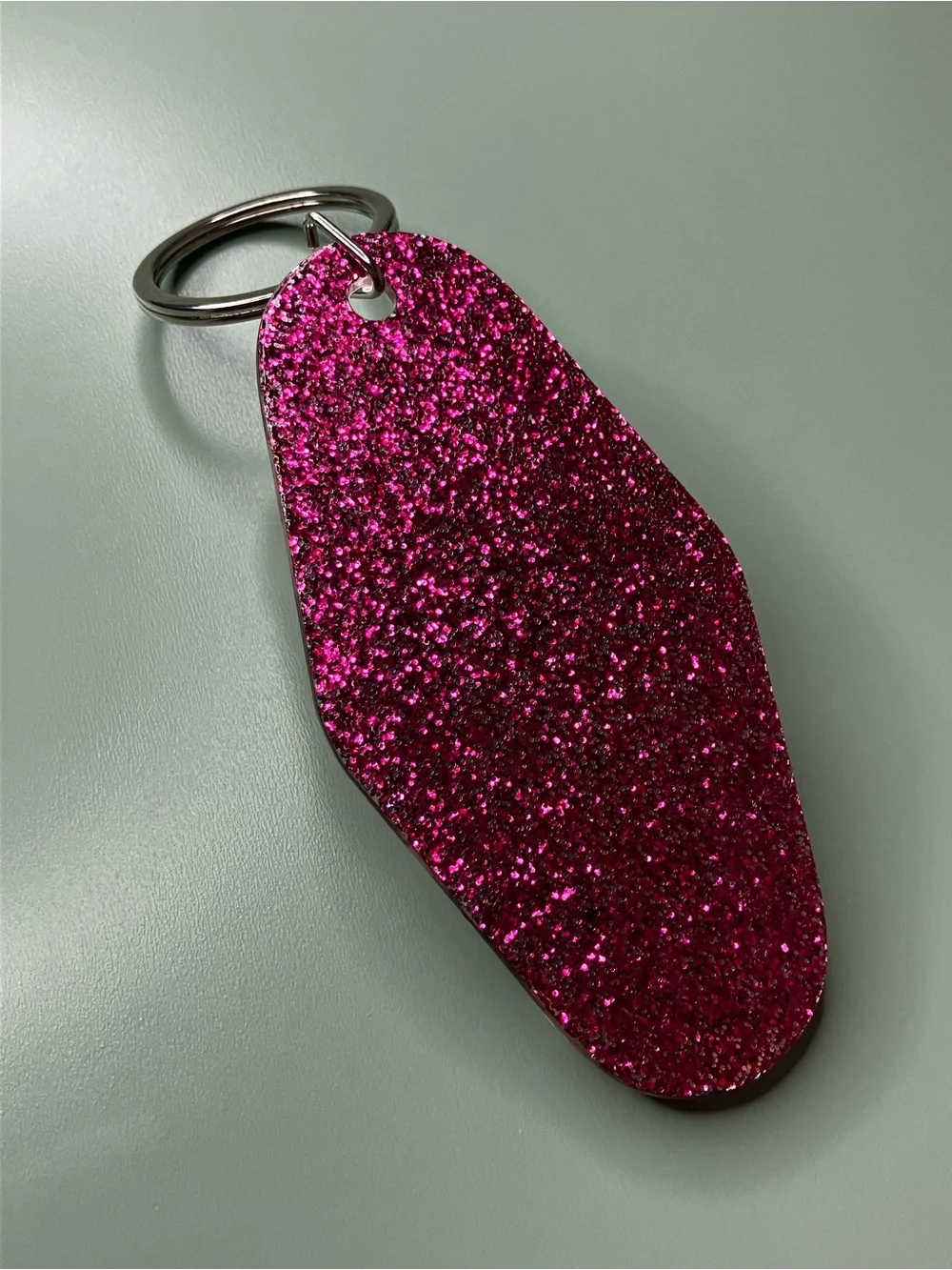 Handmade Glitter Pink Holiday Clay Doll Keychain with Roses & Crosses